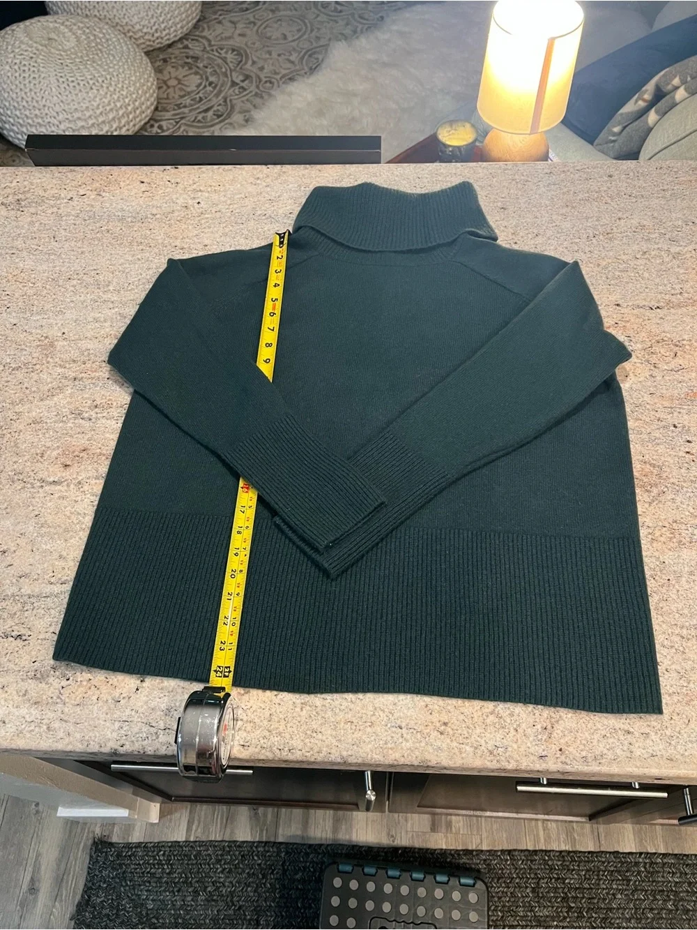 Athleta Dark Green Merino-Cashmere Turtleneck Sweater